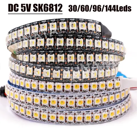 RGBW WWA RGBNW DC 5V SK6812 Led Strip 4 in 1 Similar WS2812B 30/60/144Leds/Pixels/m Individual Addressable IC Led Light