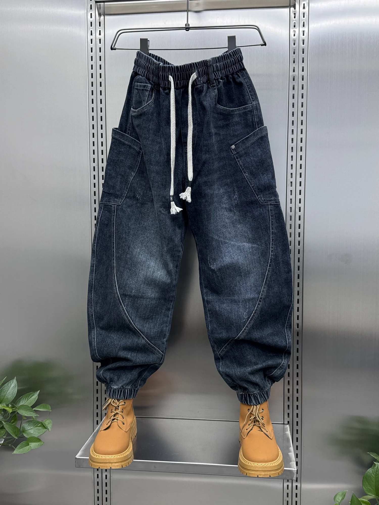 

Свободные мужские джинсы в американском стиле, осенние шаровары, повседневная рабочая одежда, брюки в стиле пэчворк, Haome Harlan, дышащий хлопок