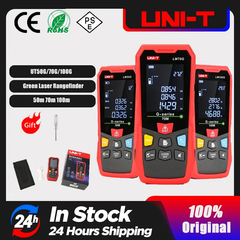 Uni-t Lm50g Handheld Verde Laser Rangefinder Régua Eletrônica de Medição Universal Interior e Exterior 50m 70m 100m