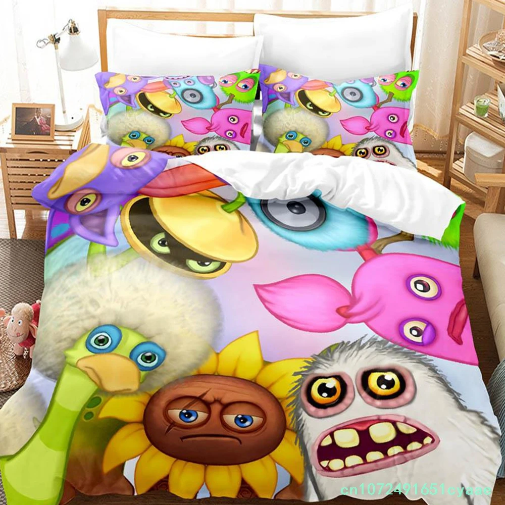 2023 Game My Singing Monsters Bedding Set Single Twin Full Queen King Size Bed Set Adult Kid Bedroom Duvetcover Sets Anime