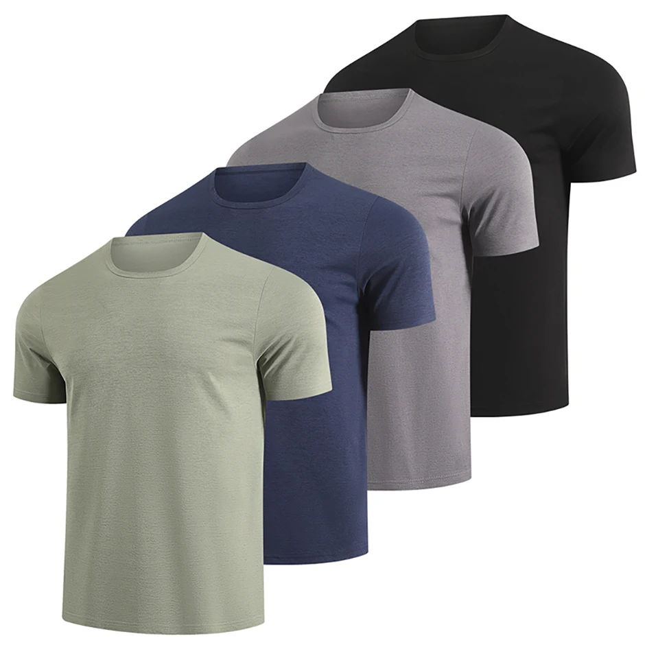1/4 Piece Summer Men's Multi-Color Round Neck Short-Sleeved Comfortable Plus Size Sports and Leisure T-Shirt Cycling Base Shirt