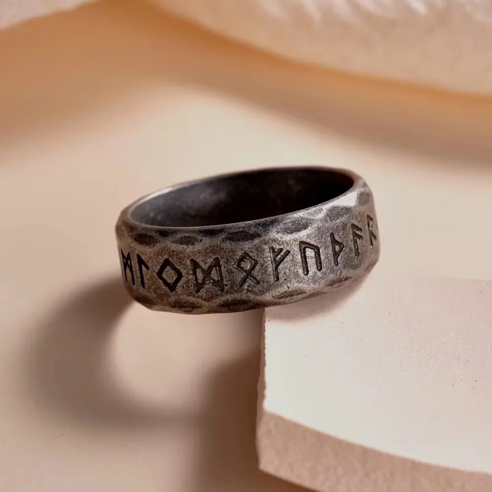 Punk Vintage Viking Runes Stainless Steel Rings Gothic Retro Men's Jewelry Fashion Norse Mythology Steel Ring For Gift Wholesale - view 4
