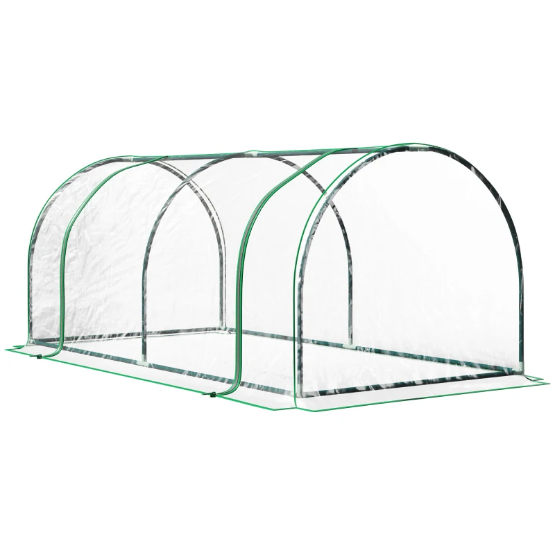 

Mini Greenhouse, Waterproof Cloche Cold Frame, 7' L x 3' W x 2.5' H Portable Hot House, 4 Zippered Doors, Green