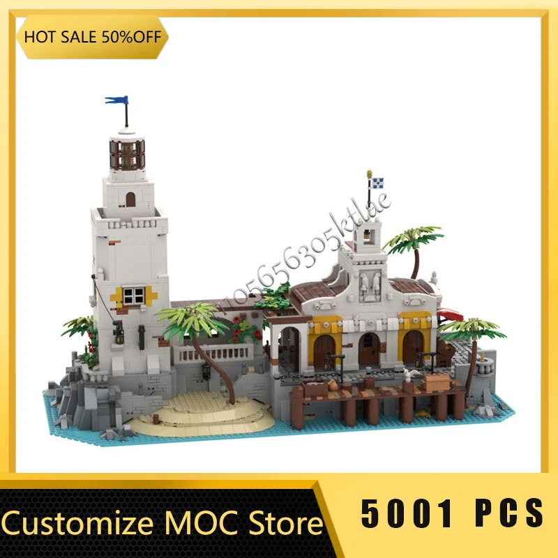 

5001 PCS MOC Medieval Harbor Light Tower Modular Model Building Blocks Sets Education Assembly Bricks Toys Children Popular Gift
