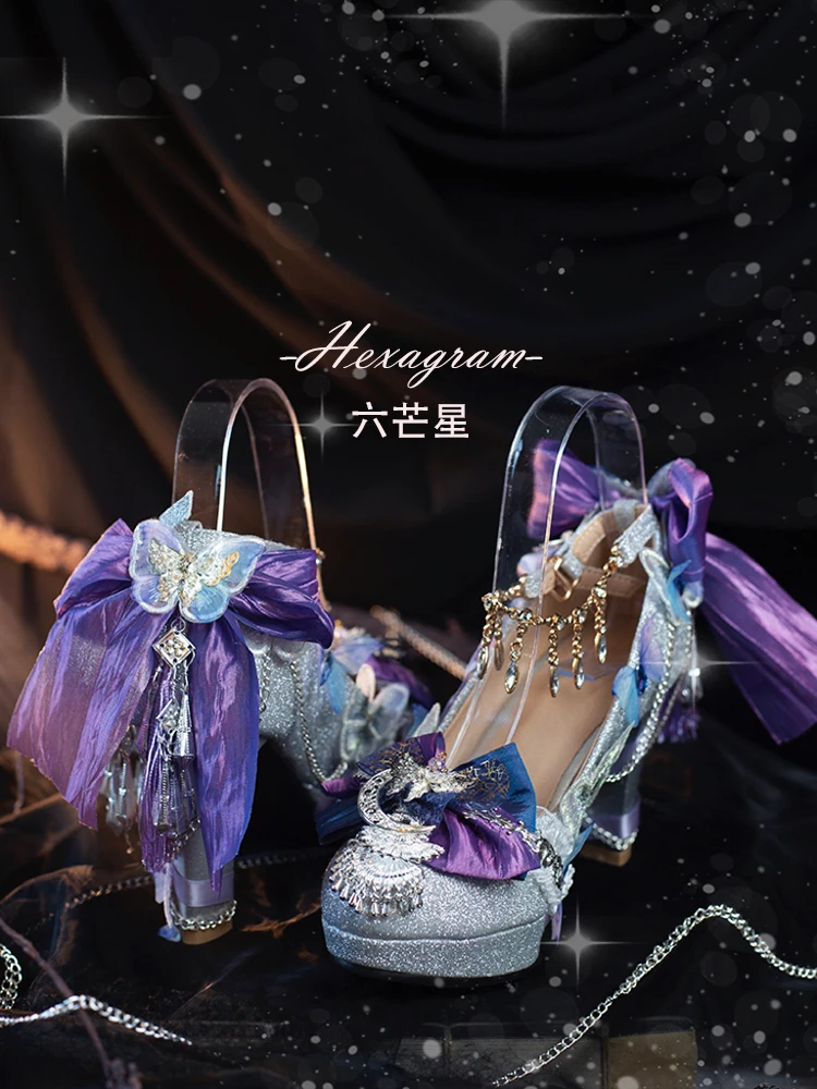 Original Lolita Handmade Lo Shoes With Exotic Ethnic Style Round Toe High Heels Noble And Luxurious Lolita Girl Single Shoes