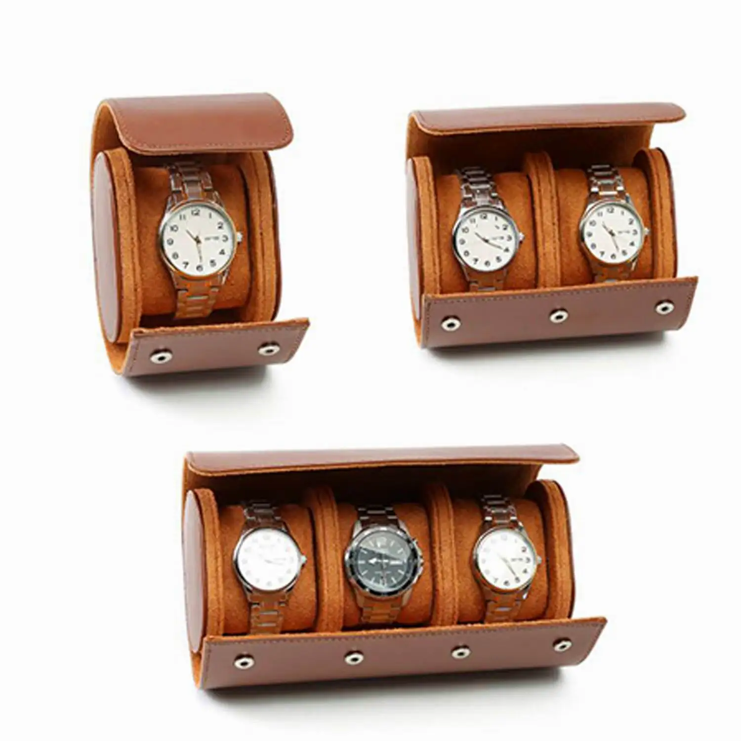 

Watch Roll Travel Case for Men Women 1 Slot Brown Leather Storage Organizer Portable Watch Storage Case, Removable Pillow