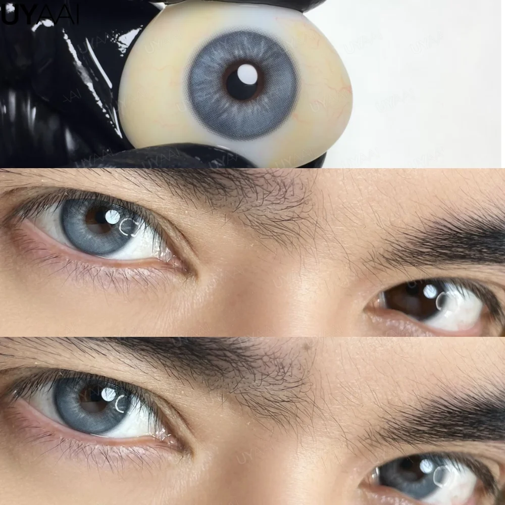 UYAAI 1 Paar blau gefärbte Linsen, schöne grüne Augenfarblinsen, graue Linsen, koreanische Linsen, natürliche braune Linsen, Make-up-grüne Linsen – Detail 18