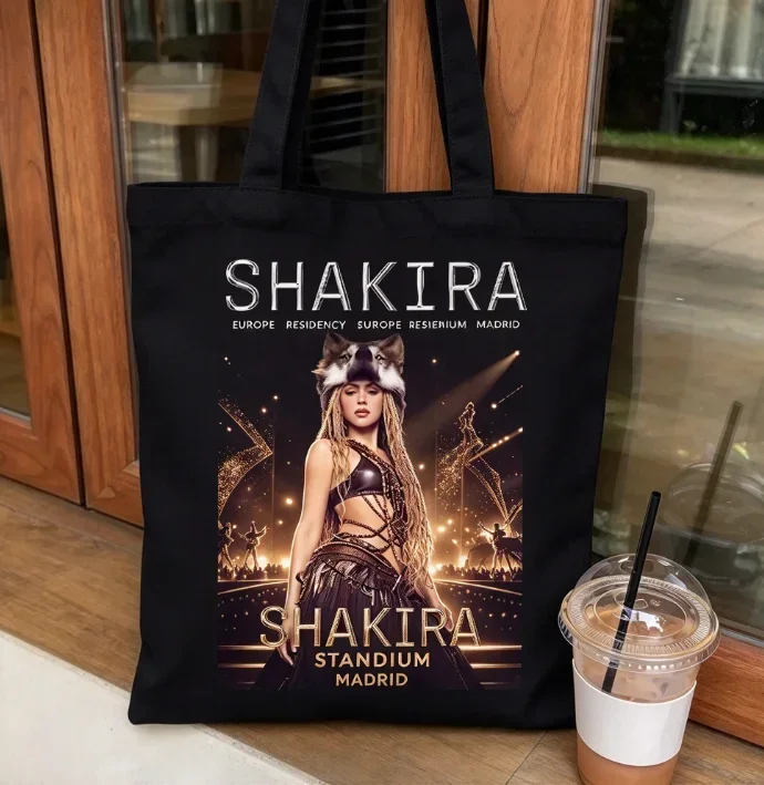 2026 new Best‑Seller‑Trending‑Female‑Latin‑Singer‑Stadium‑Concert‑Golden‑Portrait Print High‑Quality Canvas Tote Bag