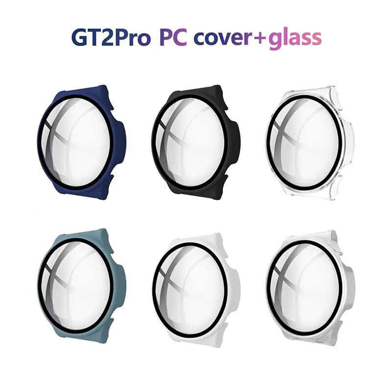 Glass+Case for Huawei Watch GT 2-2e 46mm/42mm Accessories Full Coverage Bumper Tempered Screen Protector huawei gt2e gt2 Cover