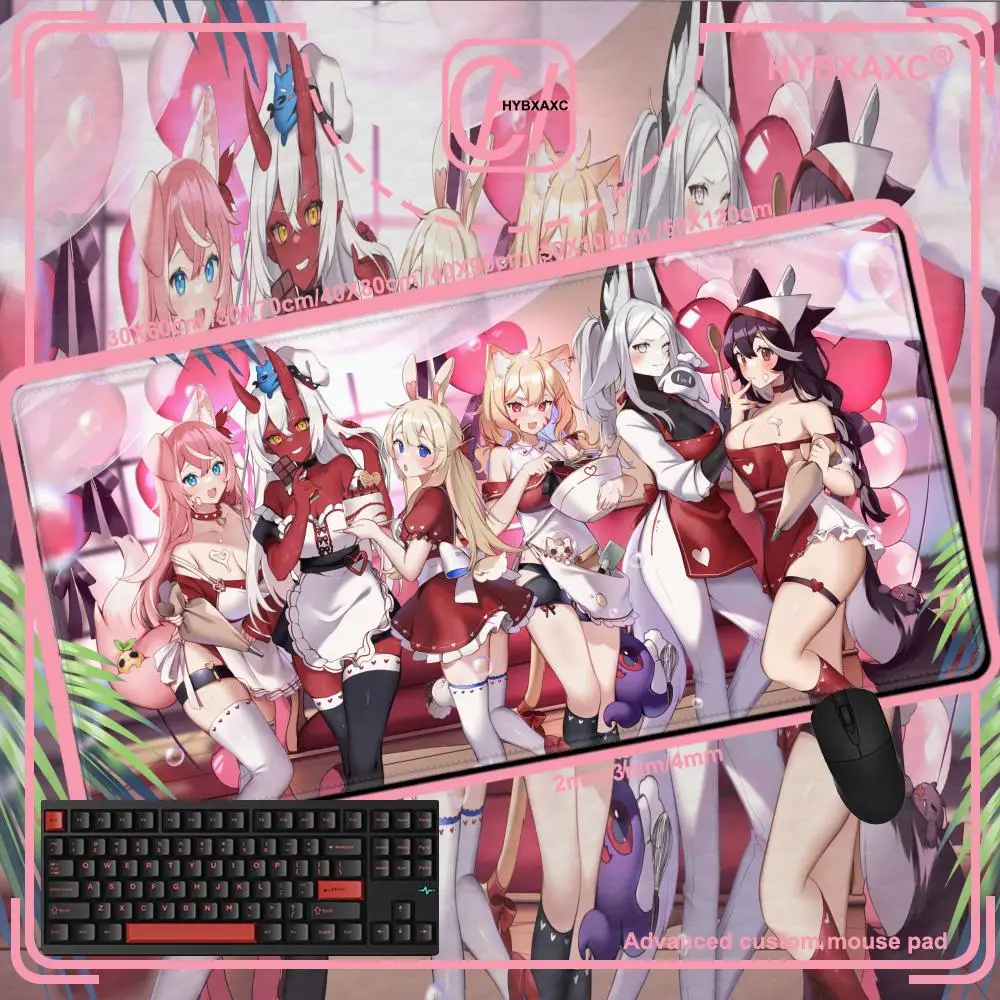 Hot Vtuber yoclesh Mouse Pad XXL อุปกรณ์เสริมสําหรับเล่นเกมสํานักงาน Gamer คีย์บอร์ดโต๊ะขนาดใหญ่ Japan Devil Horns สาวอะนิเมะ Mousepad