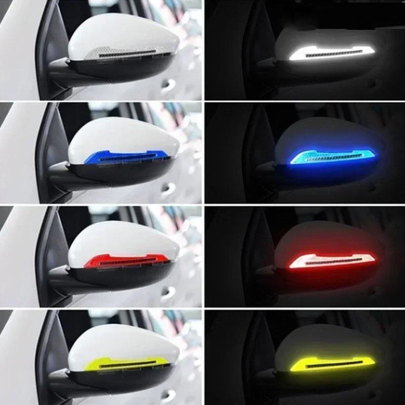 2pcs/set Car Rearview Mirror Reflective Sticker Safety Warning Reflective Sticker Car Rearview Mirror Decorative Strip