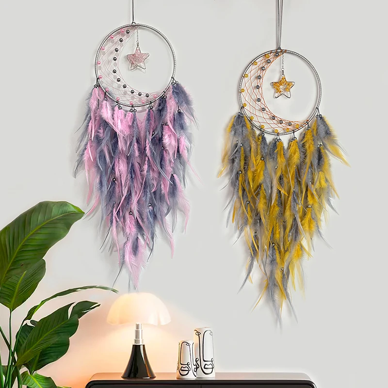 Dream Catcher Living Room Hanging Ornaments Handcrafted Colorful Feather Wind Chime Wall Pendant Festival Gifts Home Decorations