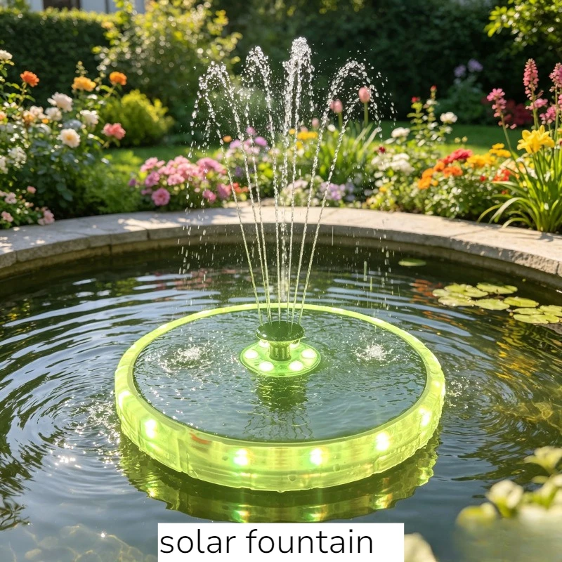 2026 New Solar Floating Fountain Light, Solar Powered Water Pump, Landscape Decor Lamp for Garden, Villa & Pond