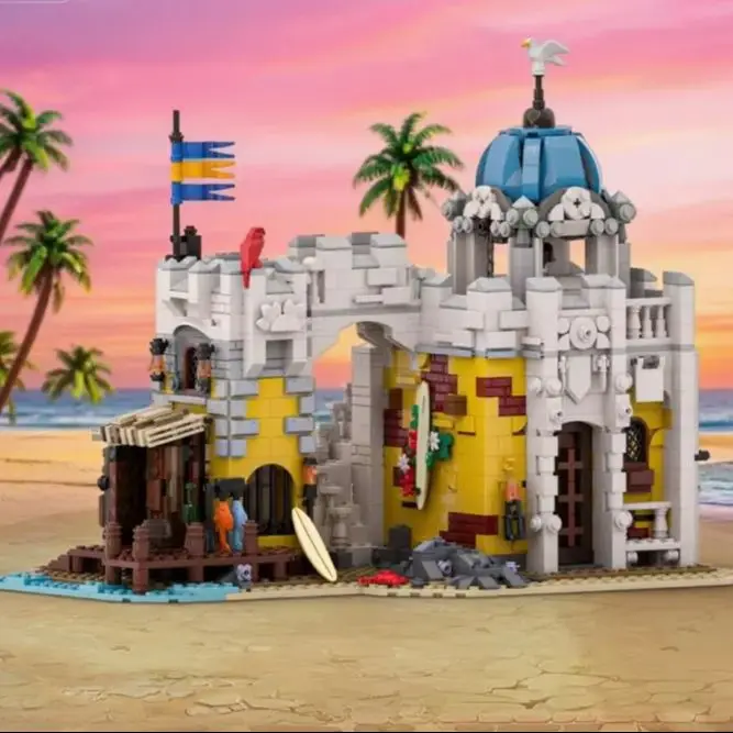 MOC – blocs de construction de prison militaire médiéval, scène de rue médiévale, modèle d'architecture, jouet créatif à assembler soi-même, cadeau de noël