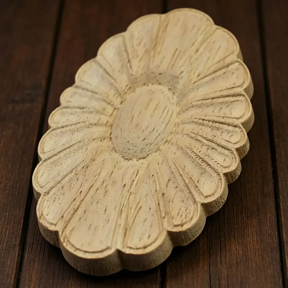 5PCS Chinese Style Vintage Flora Wood Carved Applique Wooden Carving Decal Furniture Cabinet Door Frame Home Decor Crafts