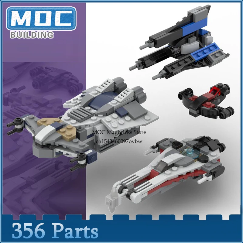 Seria kosmicznych Model Micro Starfighters MOC Klocki konstrukcyjne DIY Klocki montażowe Kolekcja kreatywnych zabawek Prezenty ekspozycyjne