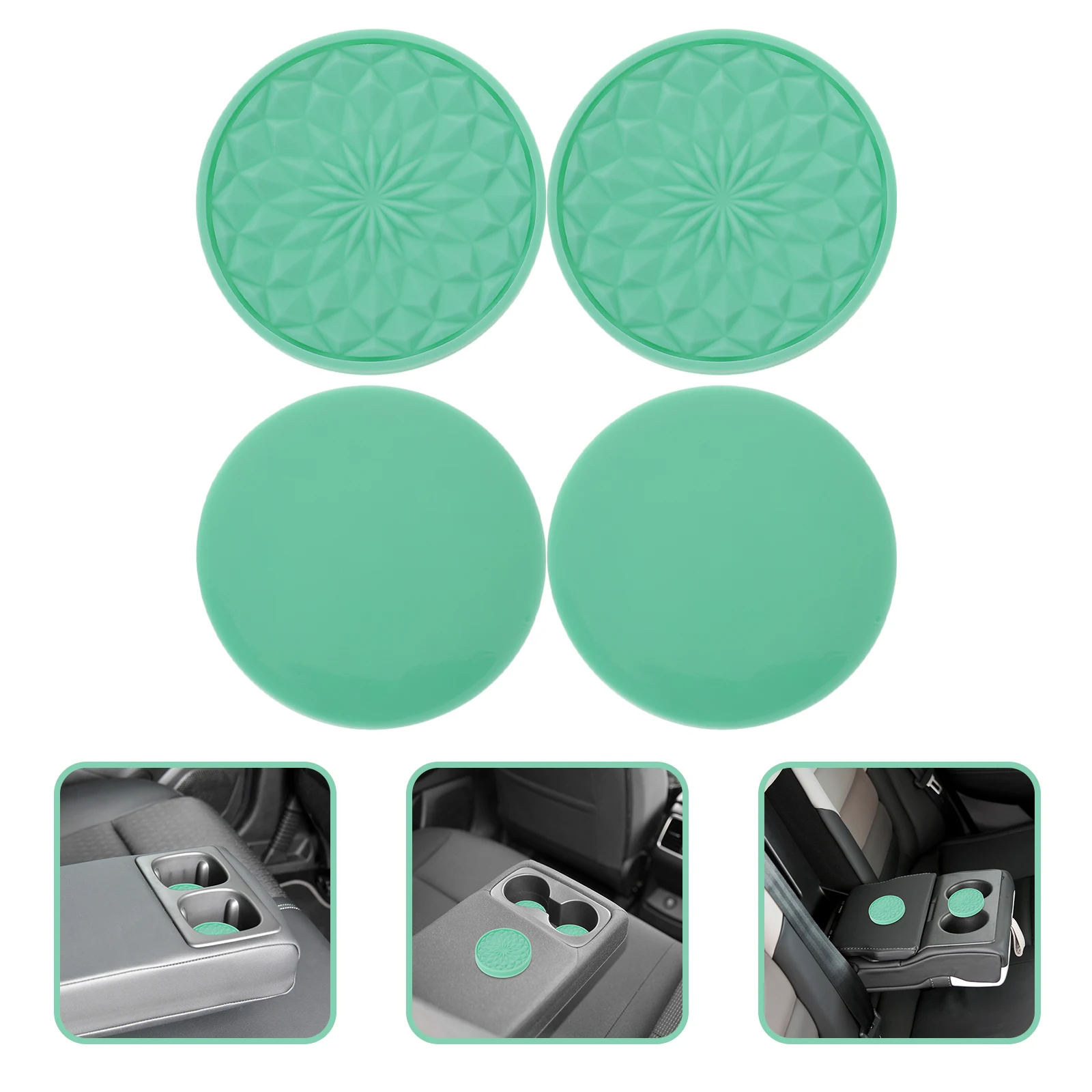 

4pcs Car Cup Pads Pvc Heat Resistant Non Slip Tumbler Mat For Vehicle Cup Holder Drink Coaster Round Automotive Accessories