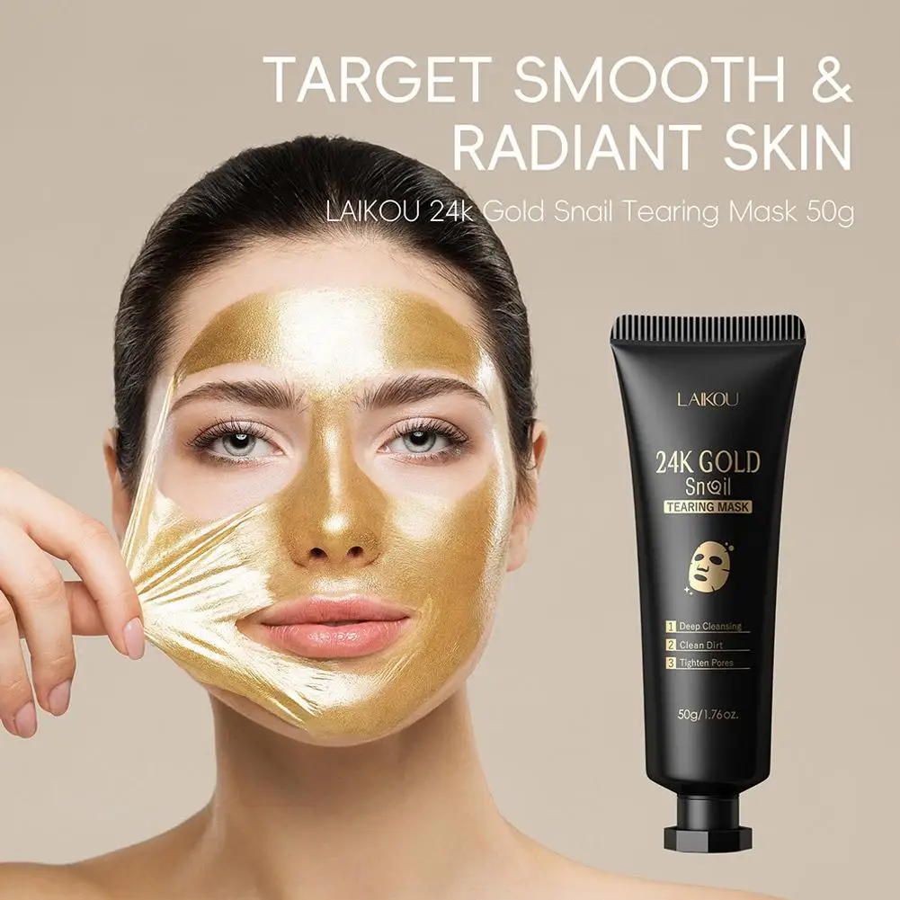 

24K Gold & Snail Peel Off Mask 50g Pore Cleaning Tightening Blackheads Skin & Dead Brightening Mask Removes Anti-Aging Face A5Q5