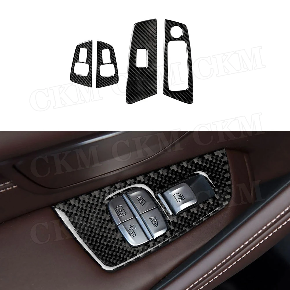 

Carbon Fiber Car Window Lifter Switch Buttons Trim Frame Cover Stickers For BMW 5 Series G30 Car Accessories