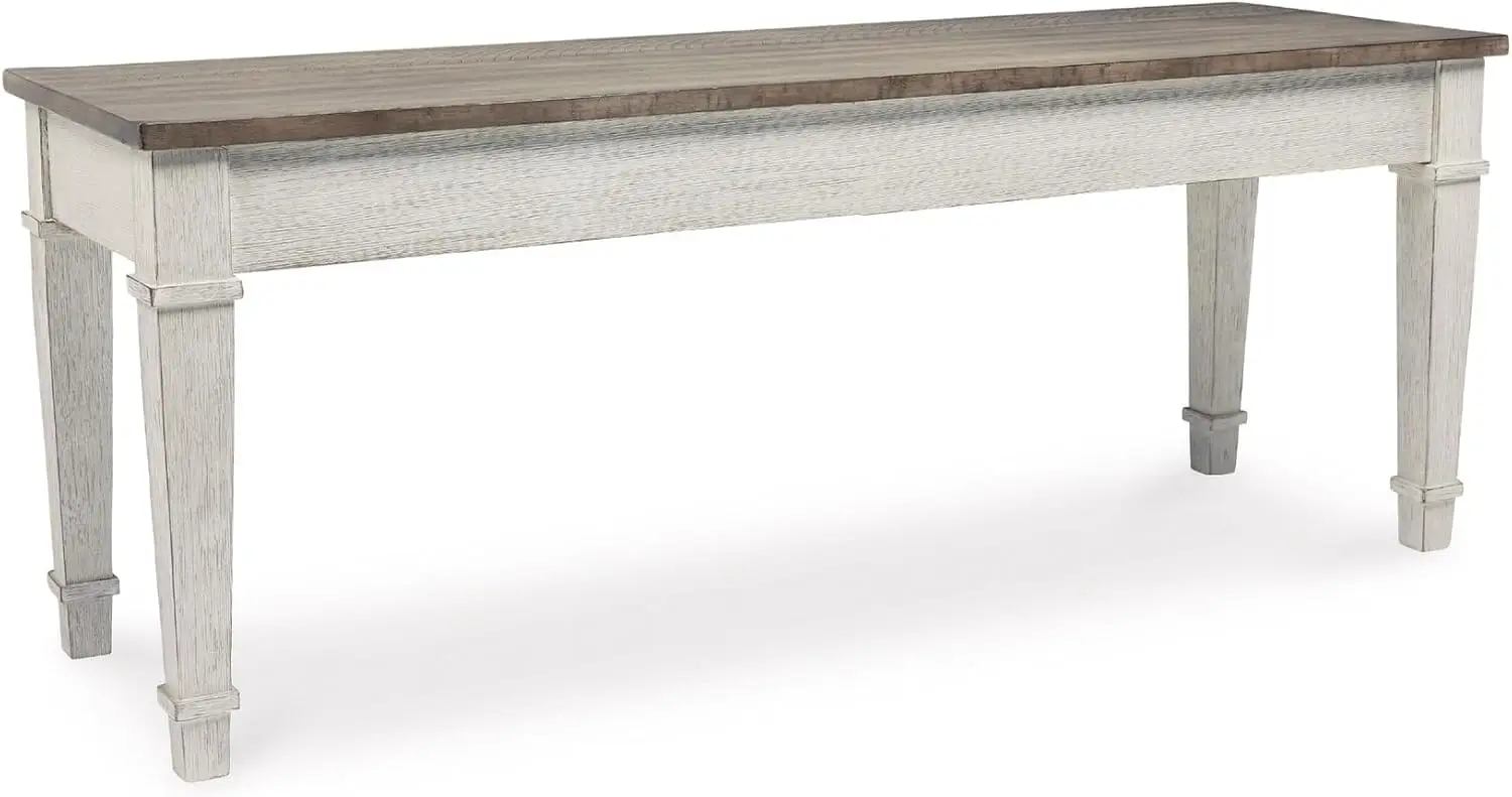 

Farmhouse Storage Bench with Distressed Finish, Hidden Seat Storage, Wooden, 48"W x 15"D x 18.5"H in White & Light Brown