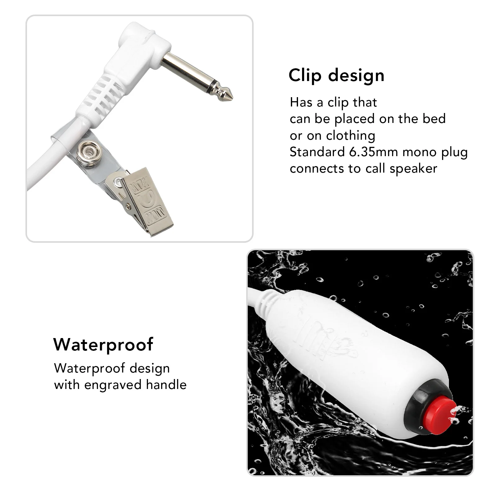 Ersatz-Krankenschnur, Druckknopfschnur, universelle 6,35-mm-Schnittstelle, Ersatz-Krankenschwester-Rufschnur mit Clip für Krankenschwester-Station, 9,8 Fuß