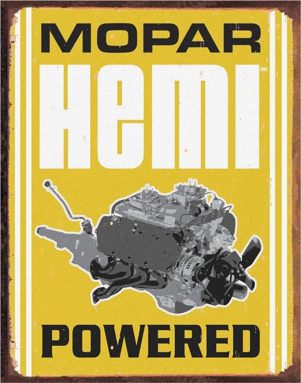 Desperate Enterprises Mopar Hemi Powered Tin Sign - Nostalgic Vintage Metal Wall Décor Made in USA
