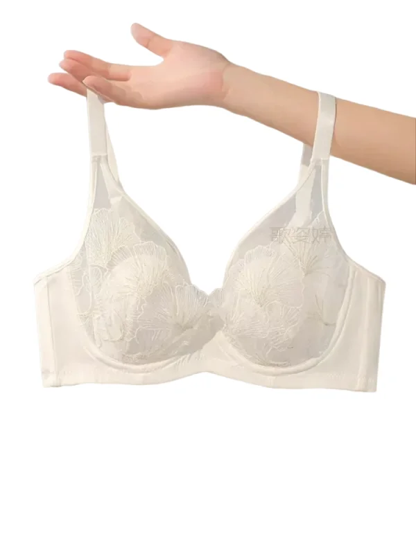 KUCLUT Large Chest Small Underwear Women Lace Soft Underwire Retraction Breast Anti-sagging Rabbit Ear Cup Ultra-thin Bra