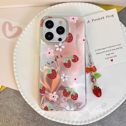 Bow Cherry Strawberry Case For Vivo V40 V40E V30 Pro V29 Lite V27E V25E Y35 V30E Y33 Y20 Y22 Y51 Y56 Y31 Y38 Y17 Y12 Y15 Cover