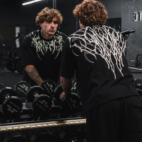 Camiseta Unisex para hombre y mujer, Camiseta de algodón oscura de gran tamaño con estampado de calavera, Top de entrenamiento para gimnasio, ropa de calle, moda alternativa