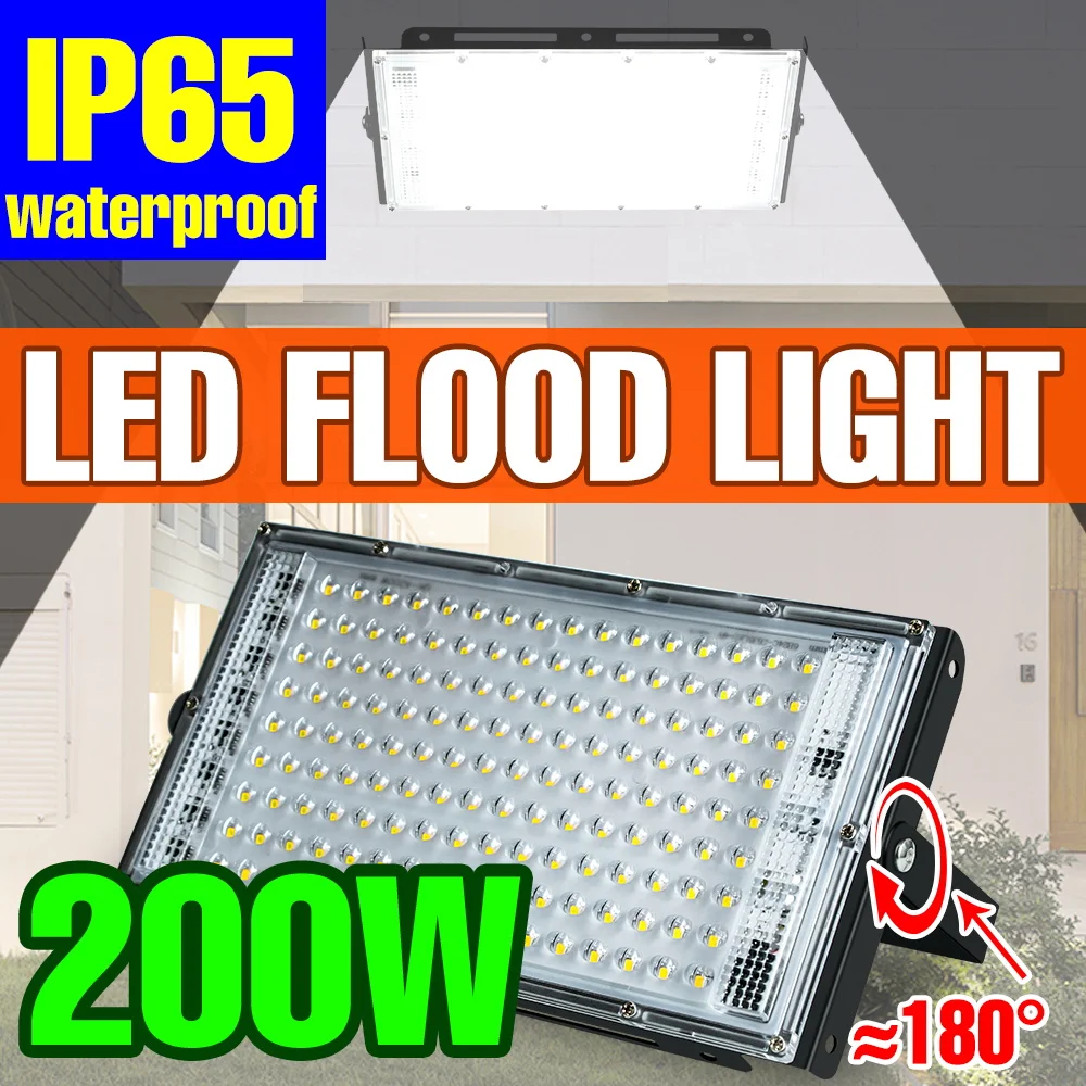 

200W Floodlight LED Spotlight Outdoor Garden Lighting IP65 Waterproof Wall Lamp LED Exterior Flood Lights Reflector Street Lamp