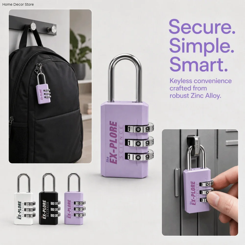Zinc Alloy Body Resettable Combination Padlock Electroplated Steel Shackle Solid Zinc Alloy Padlock Compact Lightweight