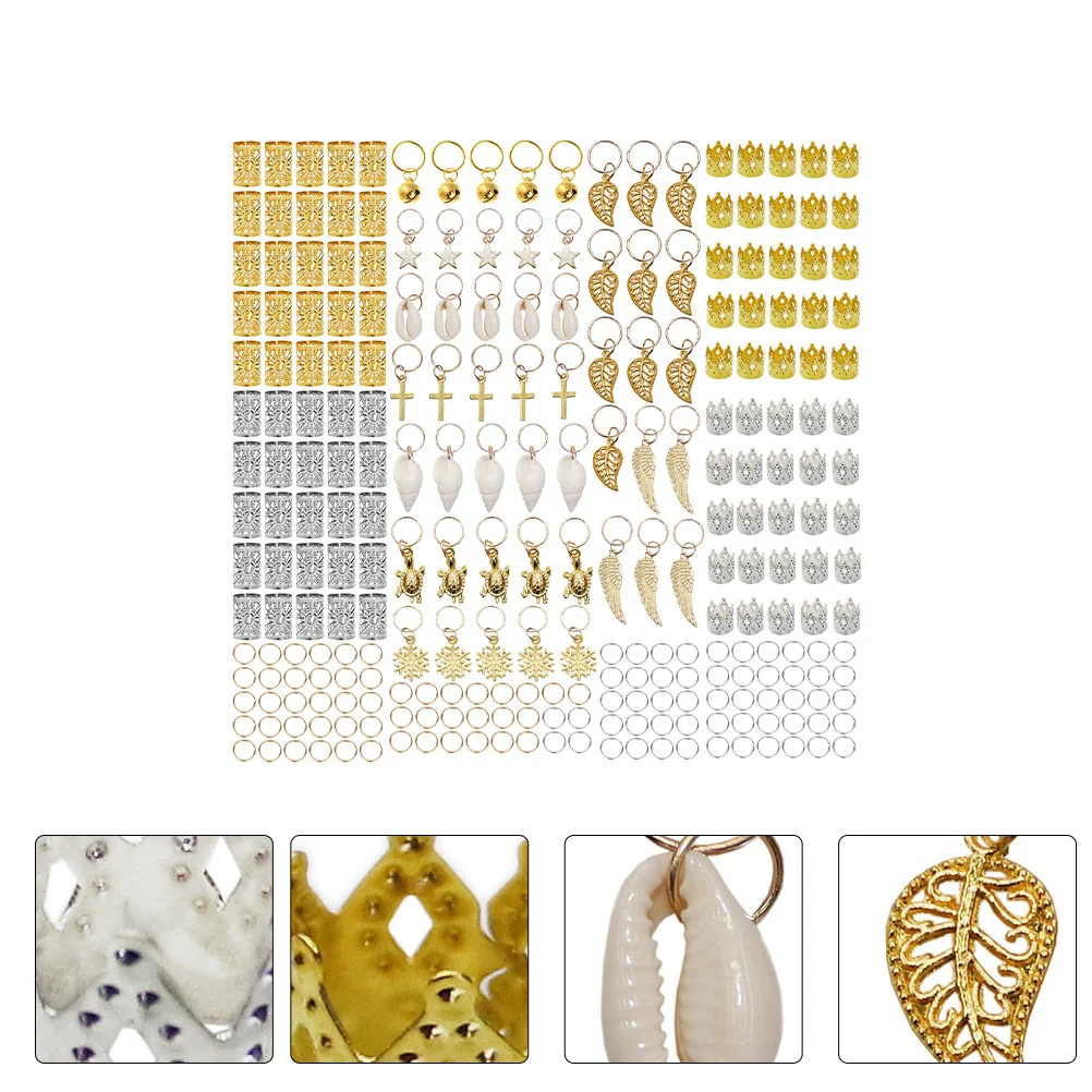 

250pcs Cuffs Dreadlock Rings Metal Pendant Hair Tube Accessories For Dreadlocks Braiding Diy Hair Jewelry Rings Set