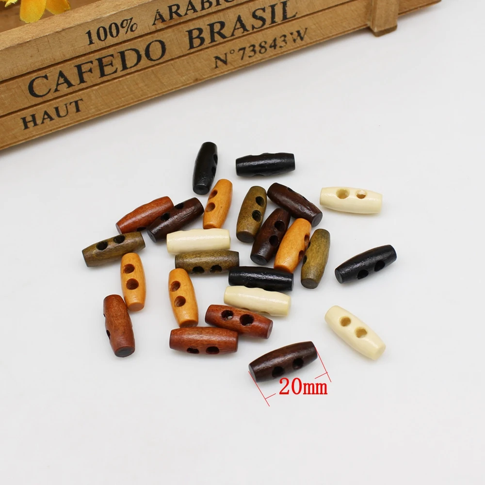 50PCs/lot Olive button for Craft And Scrapbooking 20mm 2 Holds Wood Sewing Toggle Buttons Cloth Accessories