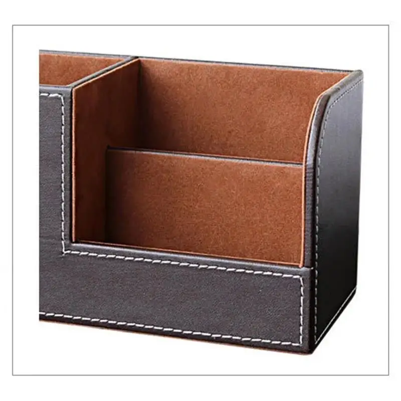 

Desktop Storage Box Multifunctional Pen Holder Creative Organizer Box for Office Home Black PU Remote Control Holder