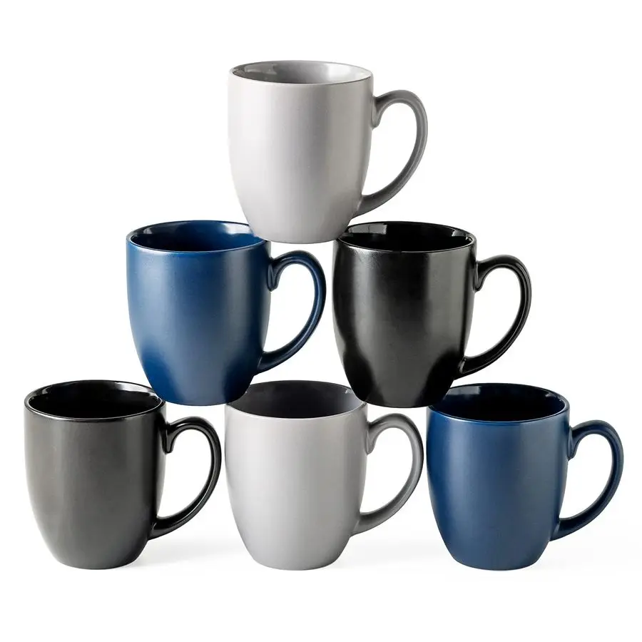 

16oz Coffee Mugs Set of 6, Large Ceramic Coffee Mugs for Man, Woman, Dad, Mom, Modern Coffee Mugs Set with handle for Tea Latte
