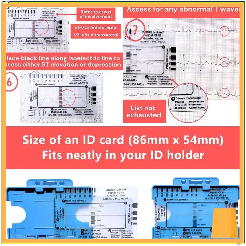 L52A-ECG 7-шаговая линейка, шаговая линейка ЭКГ 7-шаговая линейка для тердавления ЭКГ/ЭКГ, инструмент для быстрого и быстрого анализа кардиологии и измерения