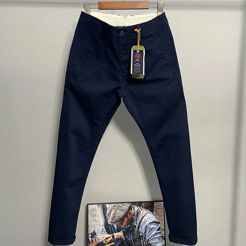 

Slim Fit Workwear Pants Elastic Waist Casual Leisure Long Trousers ket Design Thi Cotton Blend Youthful Sle