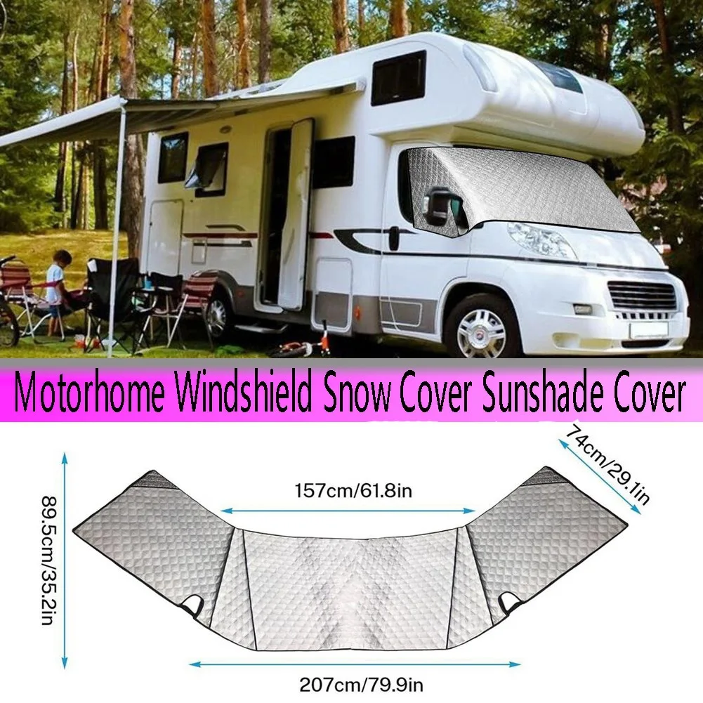 

RV Windshield Sunshade Cover For Class C Ford 1997-2022 4 Layers Thickened Motorhome Windshield Snow Cover