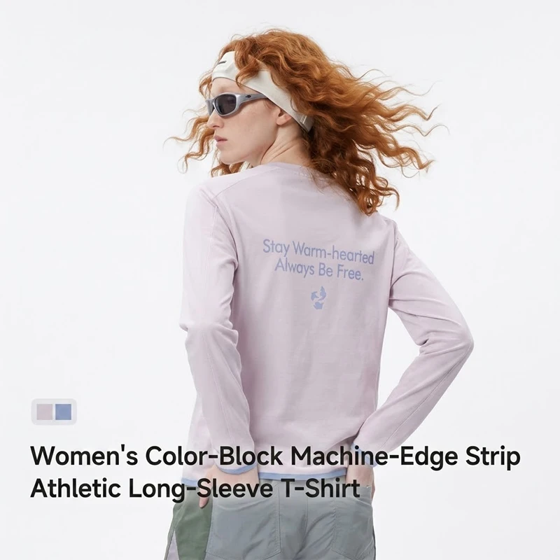 Women's Retro Color Block Long Sleeve T-Shirt - 2026 Autumn Trendy Athletic Top with Contrast Trim Detail for Running & Gym