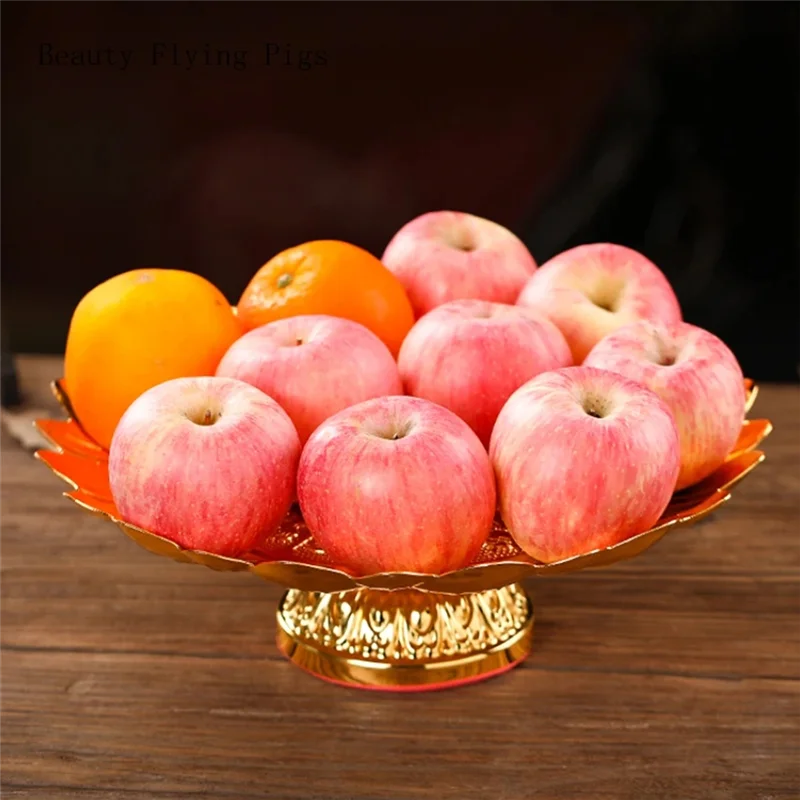 

【Rushed】Metal Lotus Offering Tray Temple Worship Supplies Buddhist Hall Utensils Living Room Storage Tray