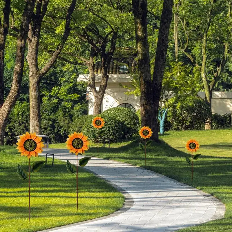 Sunflower Yard Stakes Decorative Garden Stakes Outdoor Decoration Yard Sign Patio Decor Pathway Ornaments for Outside