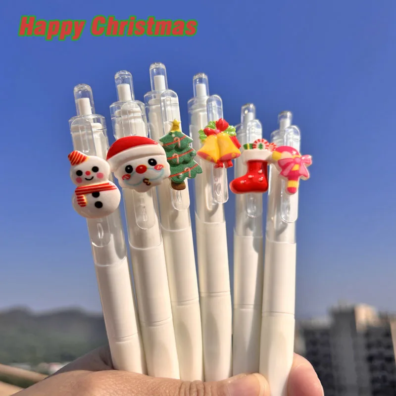 2 PCS Christmas Kawaii Push Gel Pens Animal Pens Cute School Supplies Stationery Office Gel Pen Aesthetic Stationery Gift
