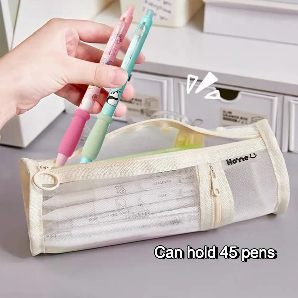 New Large Capacity Pen Bag Mesh Multi-function Stationery Organizer Detachable Pen Box Student