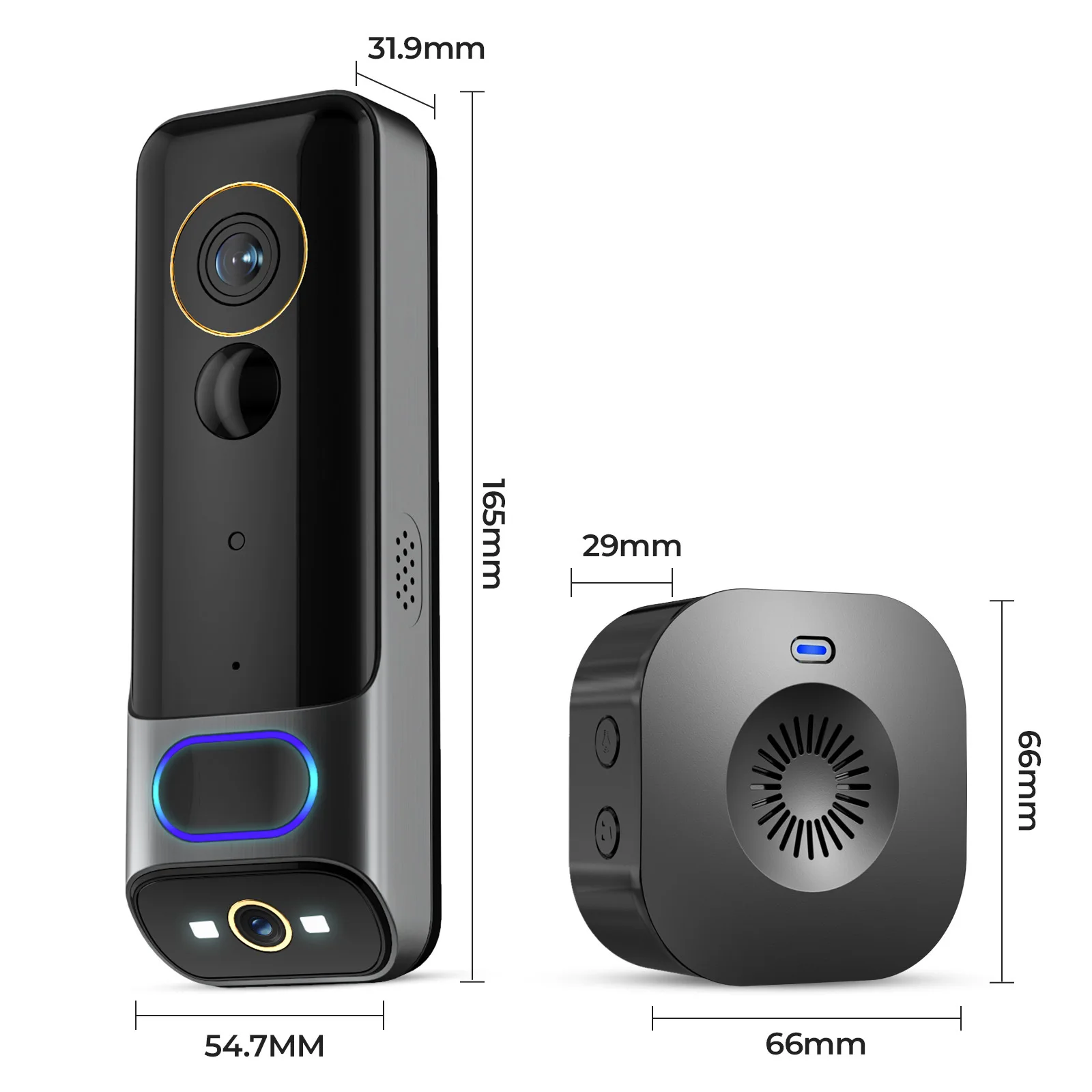 Saikiot CloudEdge 2K Smart Video Doorbell Camera Wireless Intercom Door Phone Smart WIFI Dual Lens Two Way Audio Video Doorbell