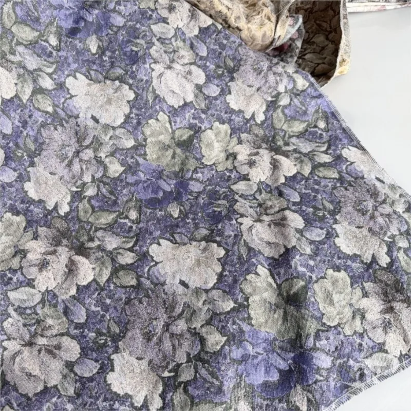 Oil painting style flower-colored jacquard fabric for intellectual women's dress and set clothing