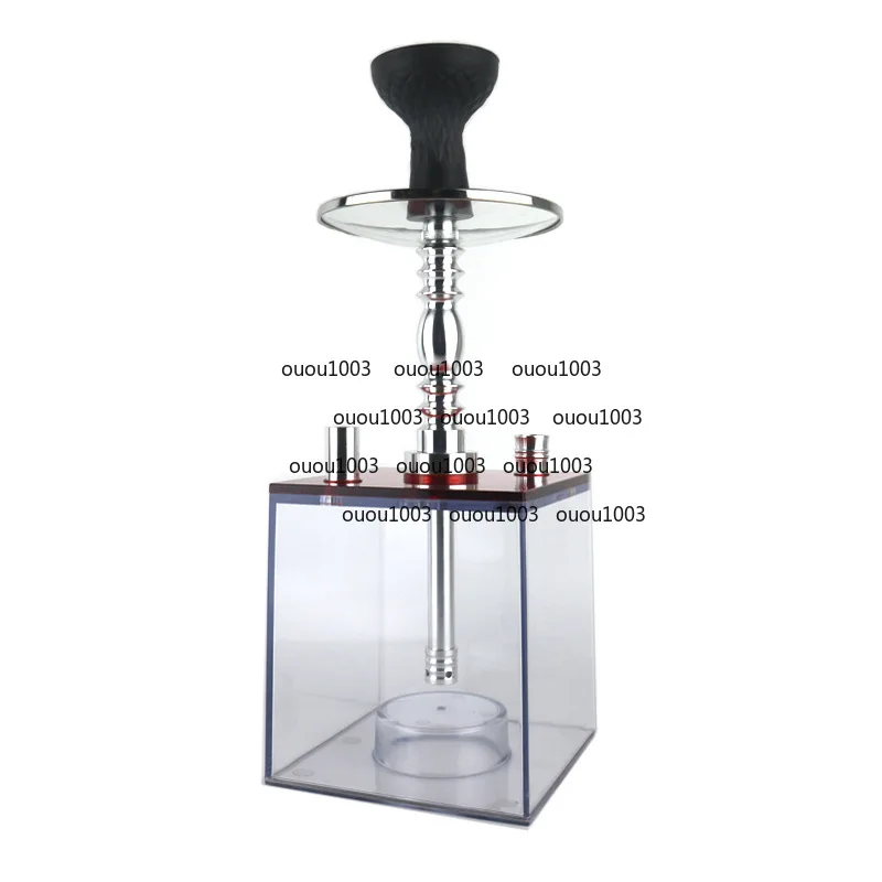 

Квадратный акриловый кальян для кальянных баров, портативный, для трансграничной торговли, в арабском стиле, с 2 силиконовыми шлангами и светодиодной подсветкой