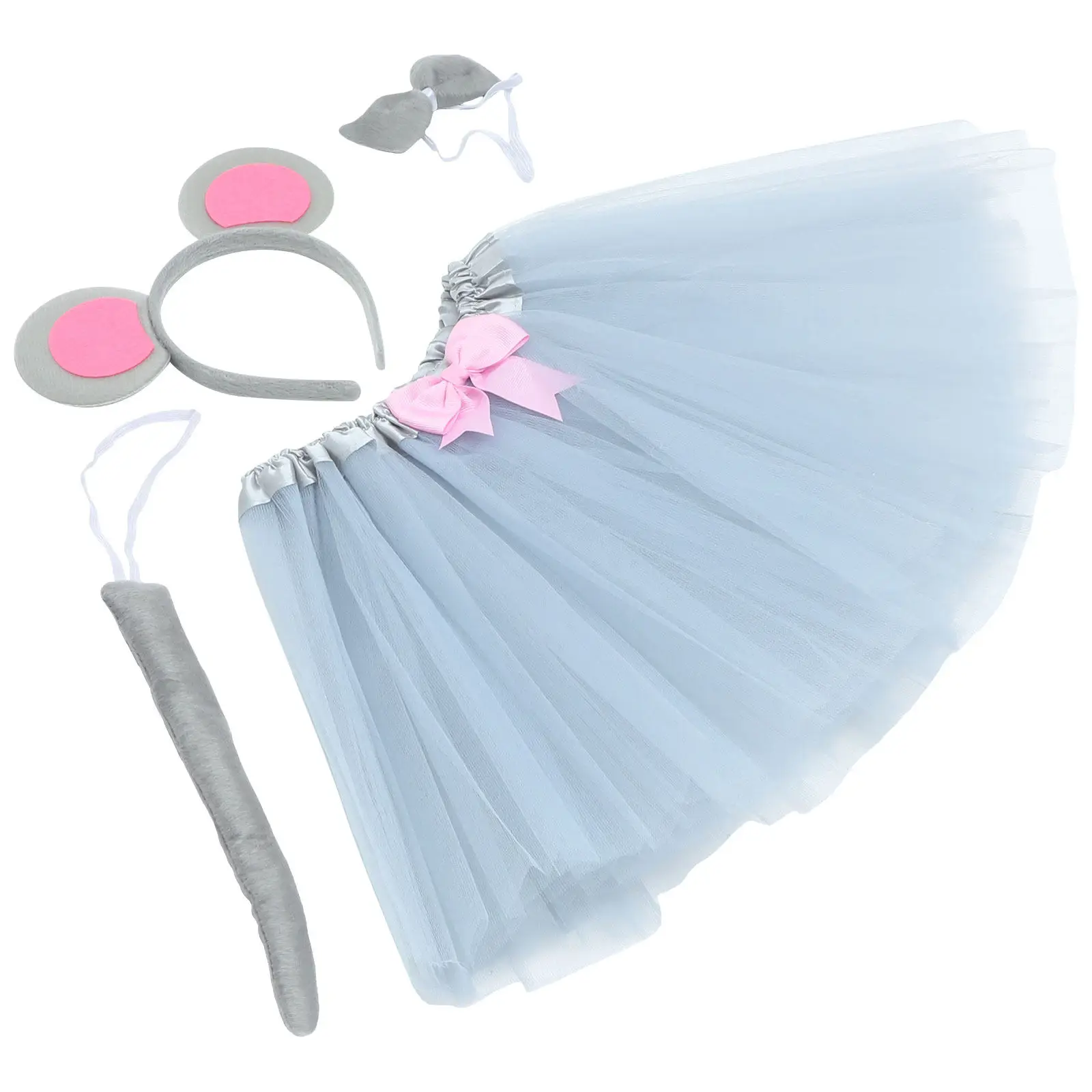 

1Set Mouse Role Play Costume Set Chic Animal Ears Headband Tail Bow Tie Outfit Ideal for Halloween Festival Birthday Cosplay Fun