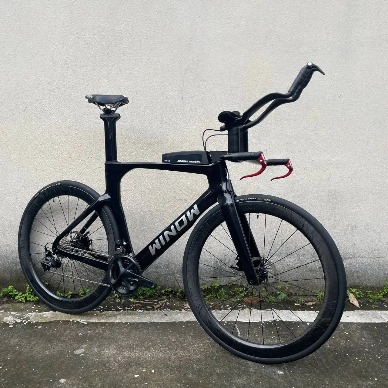 Winowsports factory complete TT bike 700C Time Trial Triathlon t1000 full carbon fiber black frame using Shiman0 105 groupset