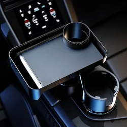Car Cup Holder Tray with Rotating Expandable Tray - Convenient for Takeout, Keys, Phone - Perfect for Quick Meals On-the-Go