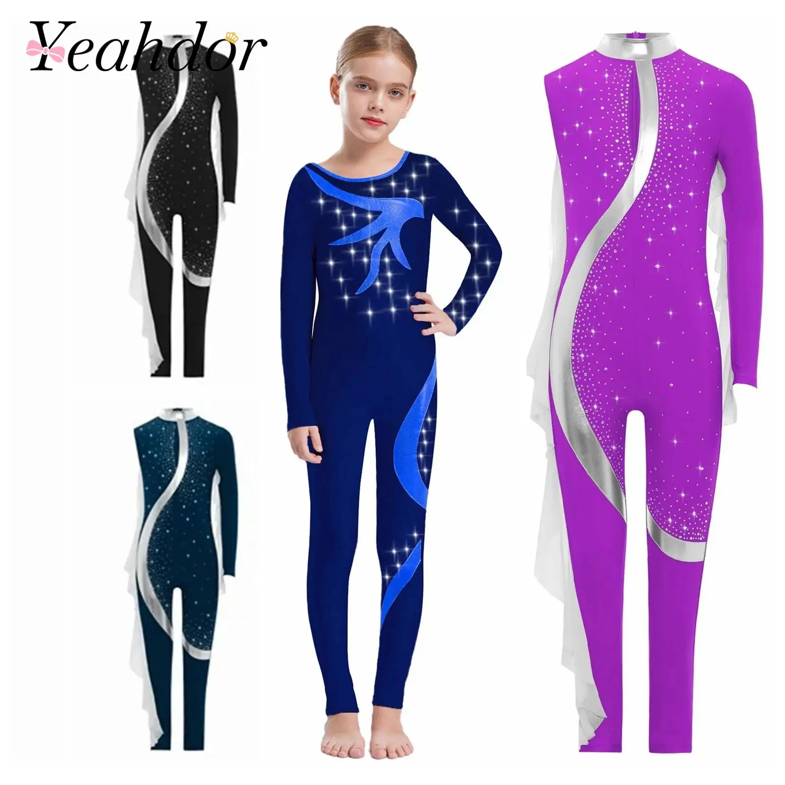 

Kids Clothes Fashion Children's Jumpsuit Figure Skating Ballet Artistic Gymnastics Bodysuit Girls Leotard Stage Dancewear